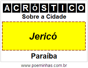 Acróstico Para Imprimir Sobre a Cidade Jericó