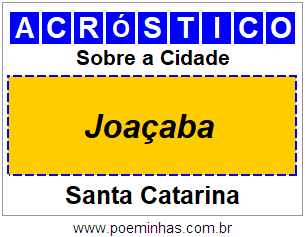 Acróstico Para Imprimir Sobre a Cidade Joaçaba