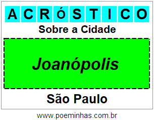 Acróstico Para Imprimir Sobre a Cidade Joanópolis