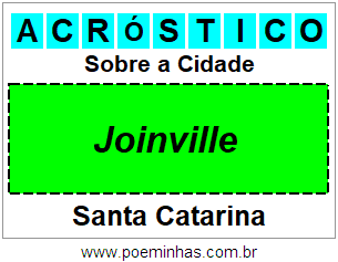 Acróstico Para Imprimir Sobre a Cidade Joinville