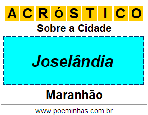 Acróstico Para Imprimir Sobre a Cidade Joselândia