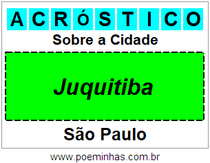 Acróstico Para Imprimir Sobre a Cidade Juquitiba