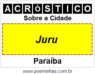 Acróstico Para Imprimir Sobre a Cidade Juru