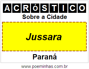 Acróstico Para Imprimir Sobre a Cidade Jussara