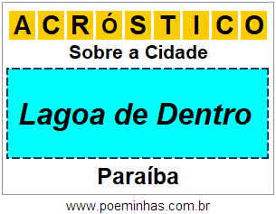 Acróstico Para Imprimir Sobre a Cidade Lagoa de Dentro