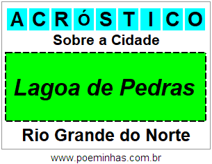 Acróstico Para Imprimir Sobre a Cidade Lagoa de Pedras