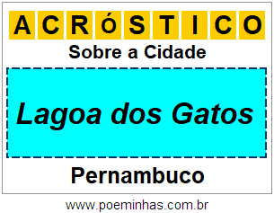 Acróstico Para Imprimir Sobre a Cidade Lagoa dos Gatos