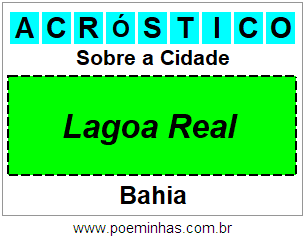 Acróstico Para Imprimir Sobre a Cidade Lagoa Real