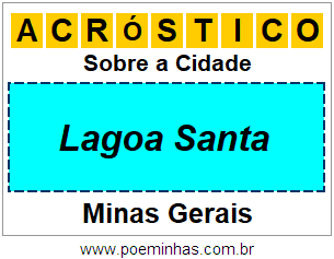 Acróstico Para Imprimir Sobre a Cidade Lagoa Santa