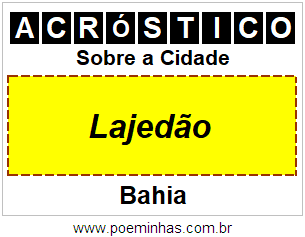 Acróstico Para Imprimir Sobre a Cidade Lajedão