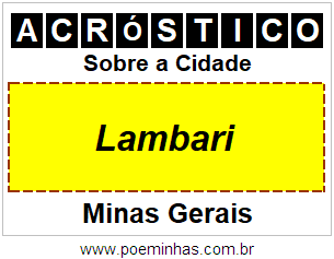 Acróstico Para Imprimir Sobre a Cidade Lambari