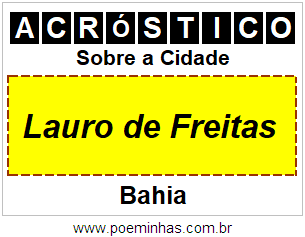 Acróstico Para Imprimir Sobre a Cidade Lauro de Freitas