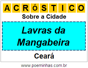 Acróstico Para Imprimir Sobre a Cidade Lavras da Mangabeira