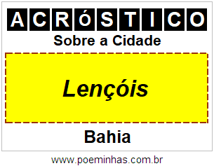 Acróstico Para Imprimir Sobre a Cidade Lençóis