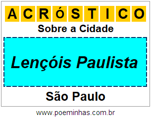 Acróstico Para Imprimir Sobre a Cidade Lençóis Paulista