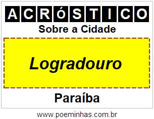 Acróstico Para Imprimir Sobre a Cidade Logradouro