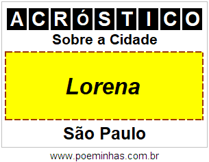 Acróstico Para Imprimir Sobre a Cidade Lorena