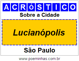 Acróstico Para Imprimir Sobre a Cidade Lucianópolis