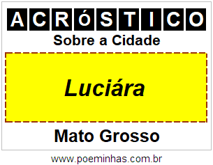 Acróstico Para Imprimir Sobre a Cidade Luciára