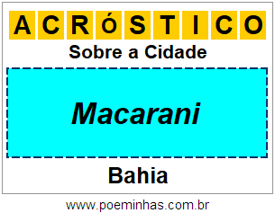 Acróstico Para Imprimir Sobre a Cidade Macarani