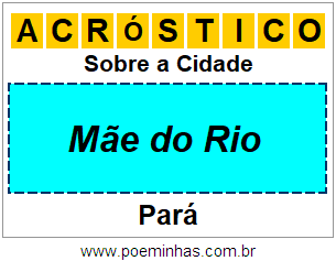 Acróstico Para Imprimir Sobre a Cidade Mãe do Rio