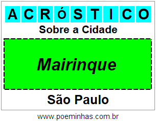 Acróstico Para Imprimir Sobre a Cidade Mairinque