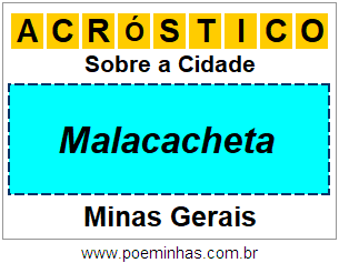 Acróstico Para Imprimir Sobre a Cidade Malacacheta