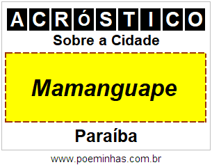 Acróstico Para Imprimir Sobre a Cidade Mamanguape