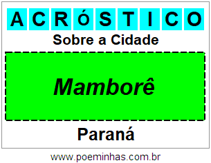 Acróstico Para Imprimir Sobre a Cidade Mamborê