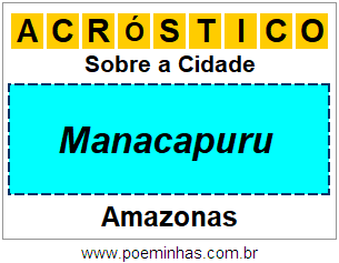 Acróstico Para Imprimir Sobre a Cidade Manacapuru