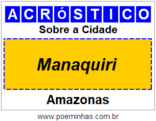 Acróstico Para Imprimir Sobre a Cidade Manaquiri