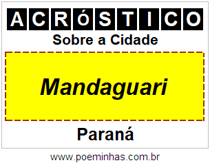 Acróstico Para Imprimir Sobre a Cidade Mandaguari