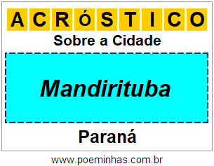 Acróstico Para Imprimir Sobre a Cidade Mandirituba