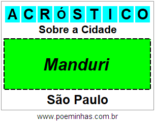 Acróstico Para Imprimir Sobre a Cidade Manduri