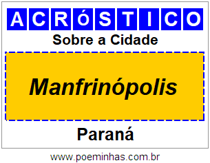 Acróstico Para Imprimir Sobre a Cidade Manfrinópolis