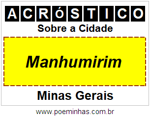 Acróstico Para Imprimir Sobre a Cidade Manhumirim