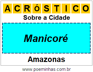 Acróstico Para Imprimir Sobre a Cidade Manicoré