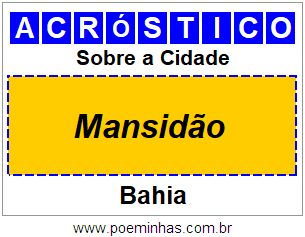 Acróstico Para Imprimir Sobre a Cidade Mansidão