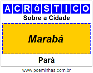 Acróstico Para Imprimir Sobre a Cidade Marabá