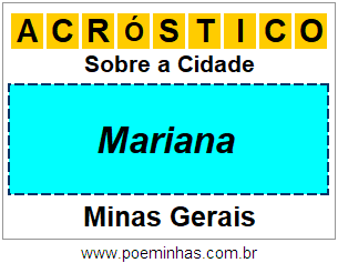 Acróstico Para Imprimir Sobre a Cidade Mariana