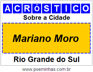 Acróstico Para Imprimir Sobre a Cidade Mariano Moro