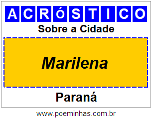 Acróstico Para Imprimir Sobre a Cidade Marilena