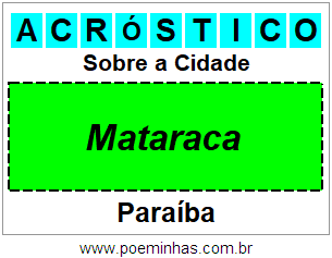 Acróstico Para Imprimir Sobre a Cidade Mataraca