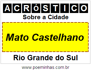 Acróstico Para Imprimir Sobre a Cidade Mato Castelhano