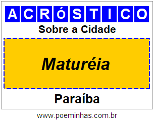 Acróstico Para Imprimir Sobre a Cidade Maturéia