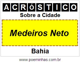 Acróstico Para Imprimir Sobre a Cidade Medeiros Neto