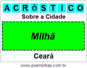 Acróstico Para Imprimir Sobre a Cidade Milhã