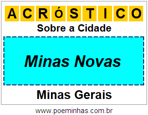 Acróstico Para Imprimir Sobre a Cidade Minas Novas