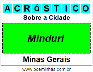 Acróstico Para Imprimir Sobre a Cidade Minduri