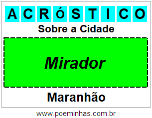 Acróstico Para Imprimir Sobre a Cidade Mirador